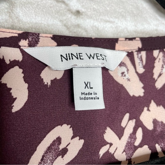 Nine West V-Neck Ruffle Blouse Women’s XL Pink Long Sleeve Button Up Career - Picture 6 of 7